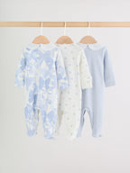Blue Sleepsuits 3 Pack (0mths-2yrs)