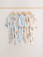Neutral Brunch Two Way Zip Baby Sleepsuits 4 Pack (0mths-2yrs)