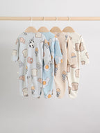Neutral Brunch Two Way Zip Baby Sleepsuits 4 Pack (0mths-2yrs)