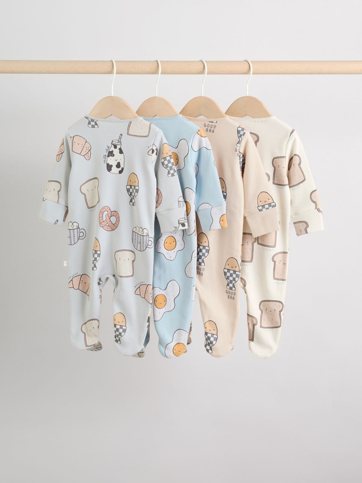 Neutral Brunch Two Way Zip Baby Sleepsuits 4 Pack (0mths-2yrs)