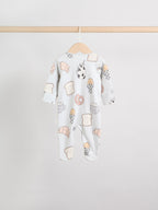 Neutral Brunch Two Way Zip Baby Sleepsuits 4 Pack (0mths-2yrs)
