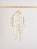 Neutral Hamish Two Way Zip Baby Sleepsuits 3 Pack (0-2yrs)