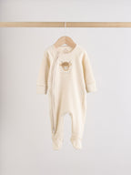 Neutral Hamish Two Way Zip Baby Sleepsuits 3 Pack (0-2yrs)