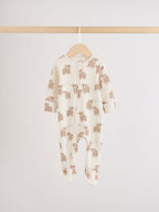 Neutral Hamish Two Way Zip Baby Sleepsuits 3 Pack (0-2yrs)