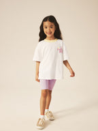 Little Bird by Jools Oliver Rainbow Print T-Shirt & Ribbed Cycling Shorts Set
