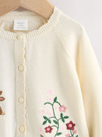 Natural Embroidered Baby Bunny Cardigan (0mths-3yrs)
