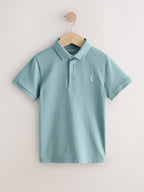 Light Blue/Navy/Mineral Short Sleeve Polo Shirts 3 Pack (3-16yrs)