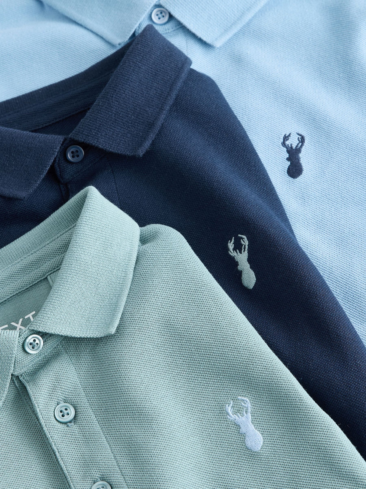 Light Blue/Navy/Mineral Short Sleeve Polo Shirts 3 Pack (3-16yrs)