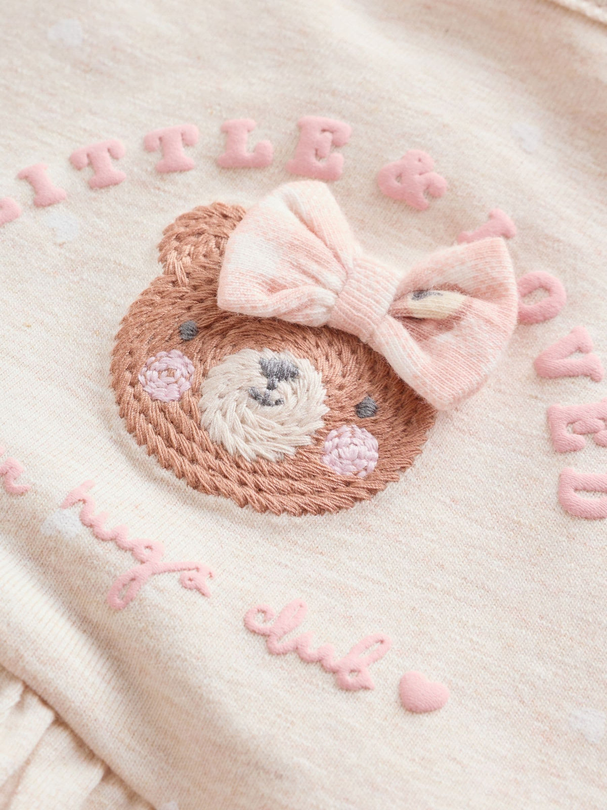 Pink Bear Embroidered Jersey Baby Rompers 3 Pack
