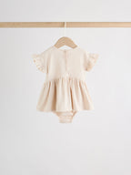 Pink Bear Embroidered Jersey Baby Rompers 3 Pack
