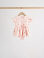 Pink Bear Embroidered Jersey Baby Rompers 3 Pack