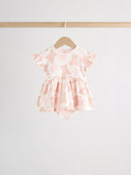 Pink Bear Embroidered Jersey Baby Rompers 3 Pack