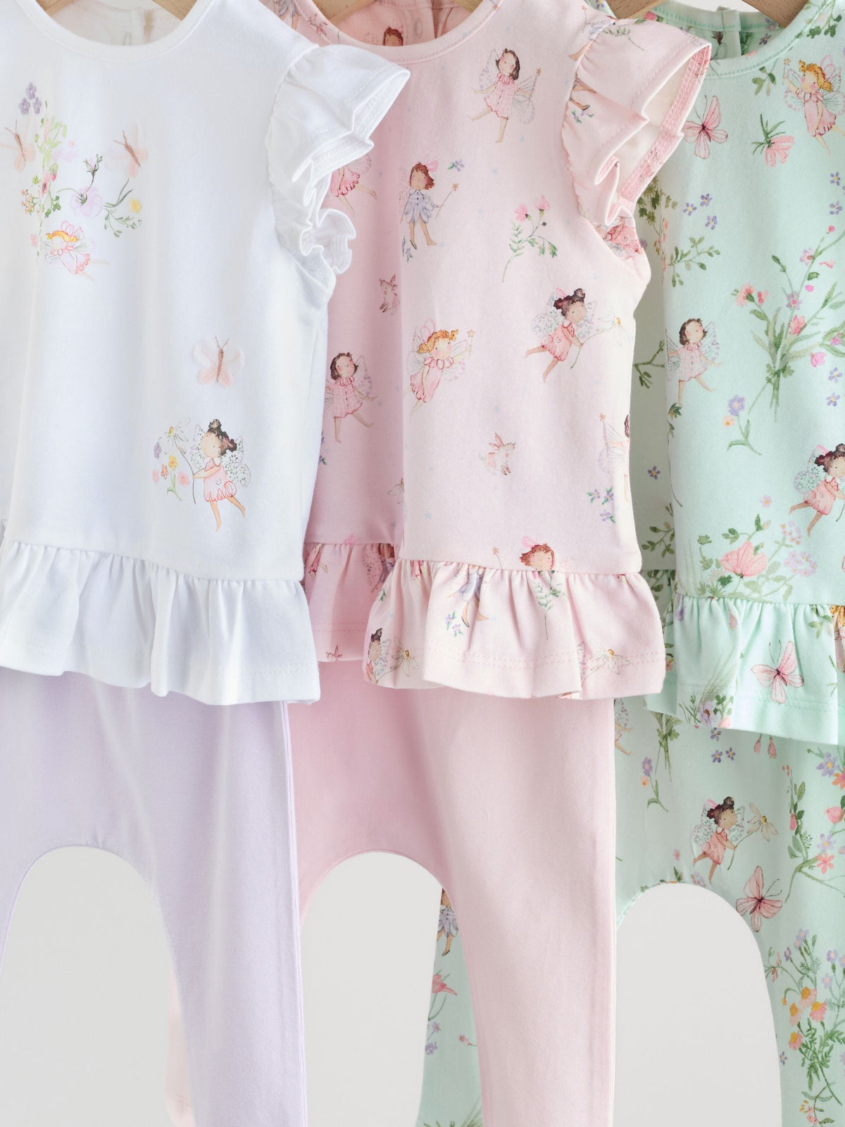 Pink/ Mint/ White Fairy Short Sleeve Top and Leggings Baby Set 6 Piece (0mths-3yrs)