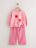 Bright Pink Sweatshirt and Wide Leg Joggers Set (3mths-7yrs)