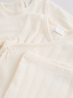Ecru Pointelle Bodysuit Leggings And Cardigan Baby Set 3 Piece (0-9mths)