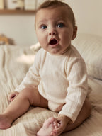 Ecru Pointelle Bodysuit Leggings And Cardigan Baby Set 3 Piece (0-9mths)