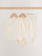 Ecru Pointelle Bodysuit Leggings And Cardigan Baby Set 3 Piece (0-9mths)