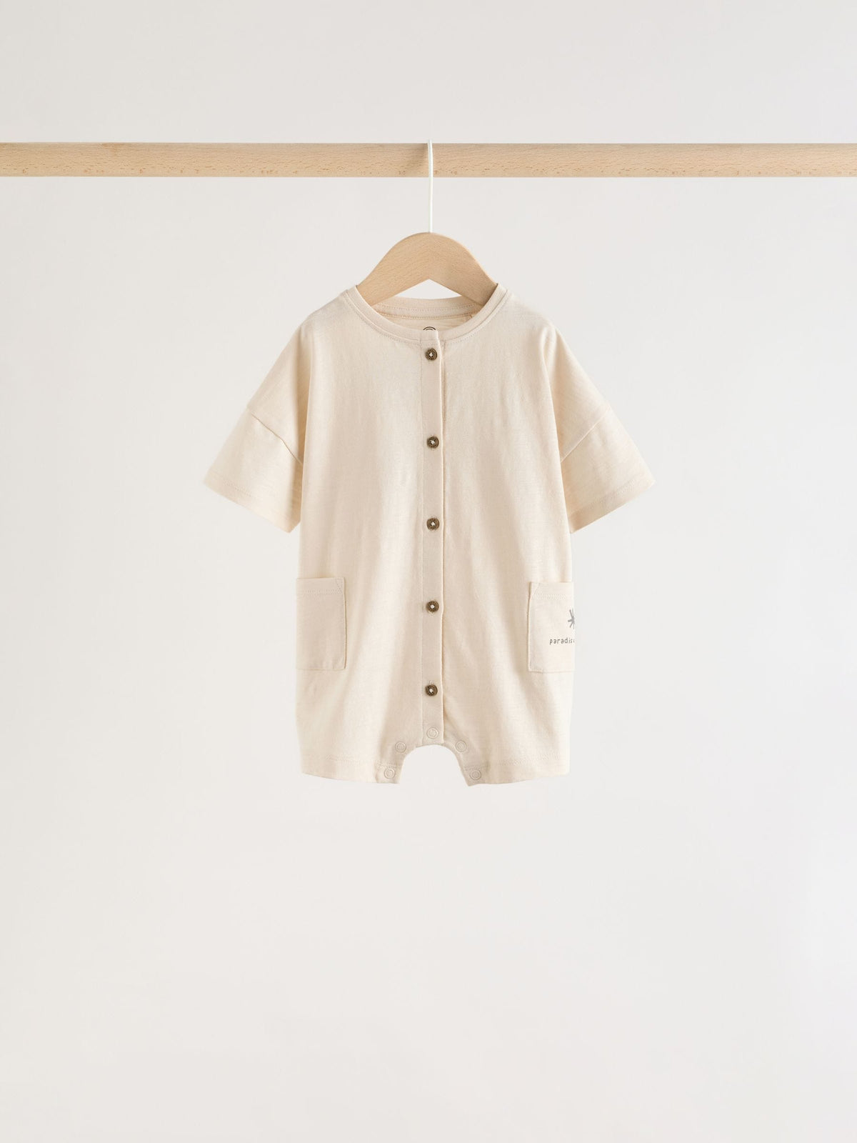 Neutral Sunbaked Printed Button Through Jersey Baby Rompers 3 Pack