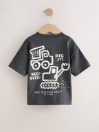 Black Digger Short Sleeve Graphic T-Shirts 3 Pack (3mths-7yrs)