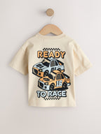 Black/Grey Race Car Short Sleeve Graphic T-Shirts 3 Pack (3mths-7yrs)