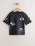 Black/Grey Race Car Short Sleeve Graphic T-Shirts 3 Pack (3mths-7yrs)