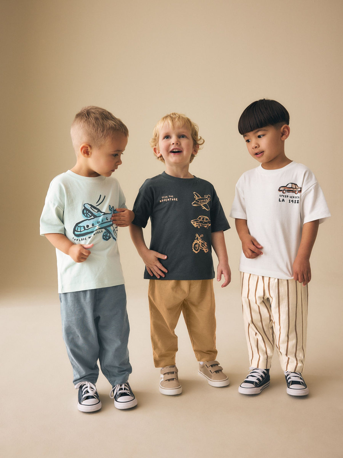 Blue/Black/White Vehicles Short Sleeve T-Shirts & Joggers Set 3 Pack (3mths-7yrs)