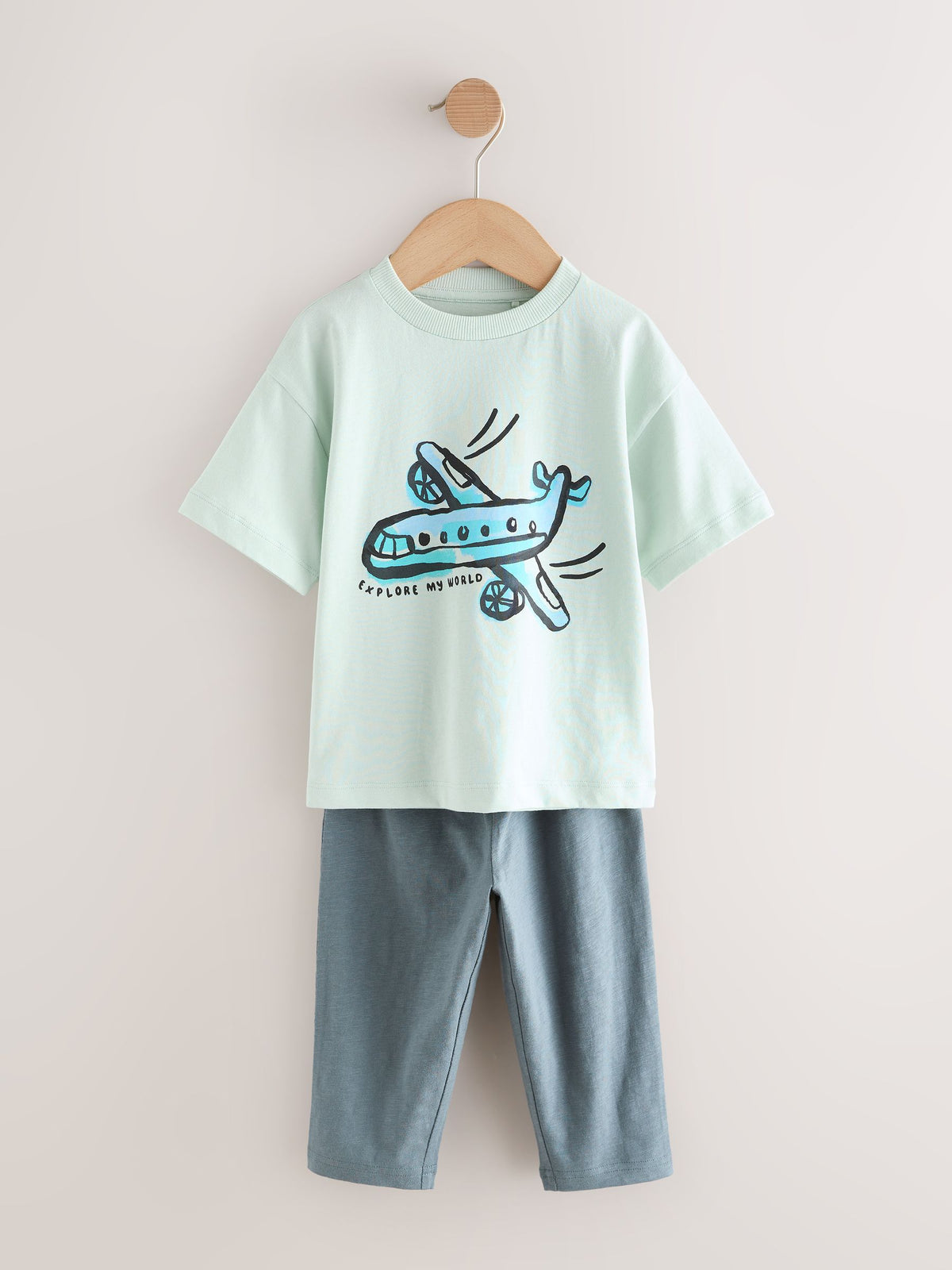 Blue/Black/White Vehicles Short Sleeve T-Shirts & Joggers Set 3 Pack (3mths-7yrs)