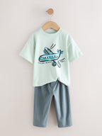 Blue/Black/White Vehicles Short Sleeve T-Shirts & Joggers Set 3 Pack (3mths-7yrs)