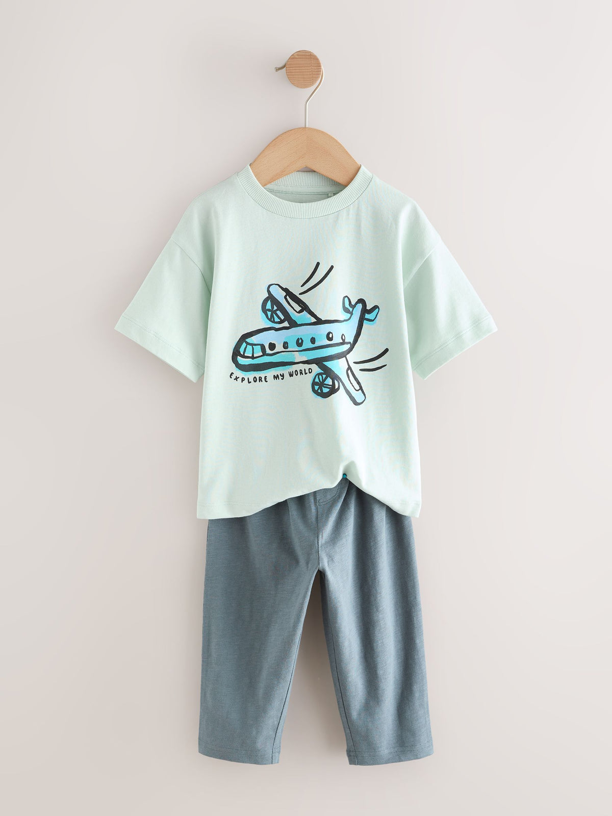 Blue/Black/White Vehicles Short Sleeve T-Shirts & Joggers Set 3 Pack (3mths-7yrs)