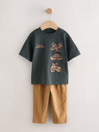 Blue/Black/White Vehicles Short Sleeve T-Shirts & Joggers Set 3 Pack (3mths-7yrs)