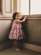 Pink Floral Sleeveless Mesh Dress (3mths-7yrs)