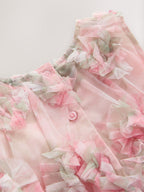 Pink Floral Sleeveless Mesh Dress (3mths-7yrs)