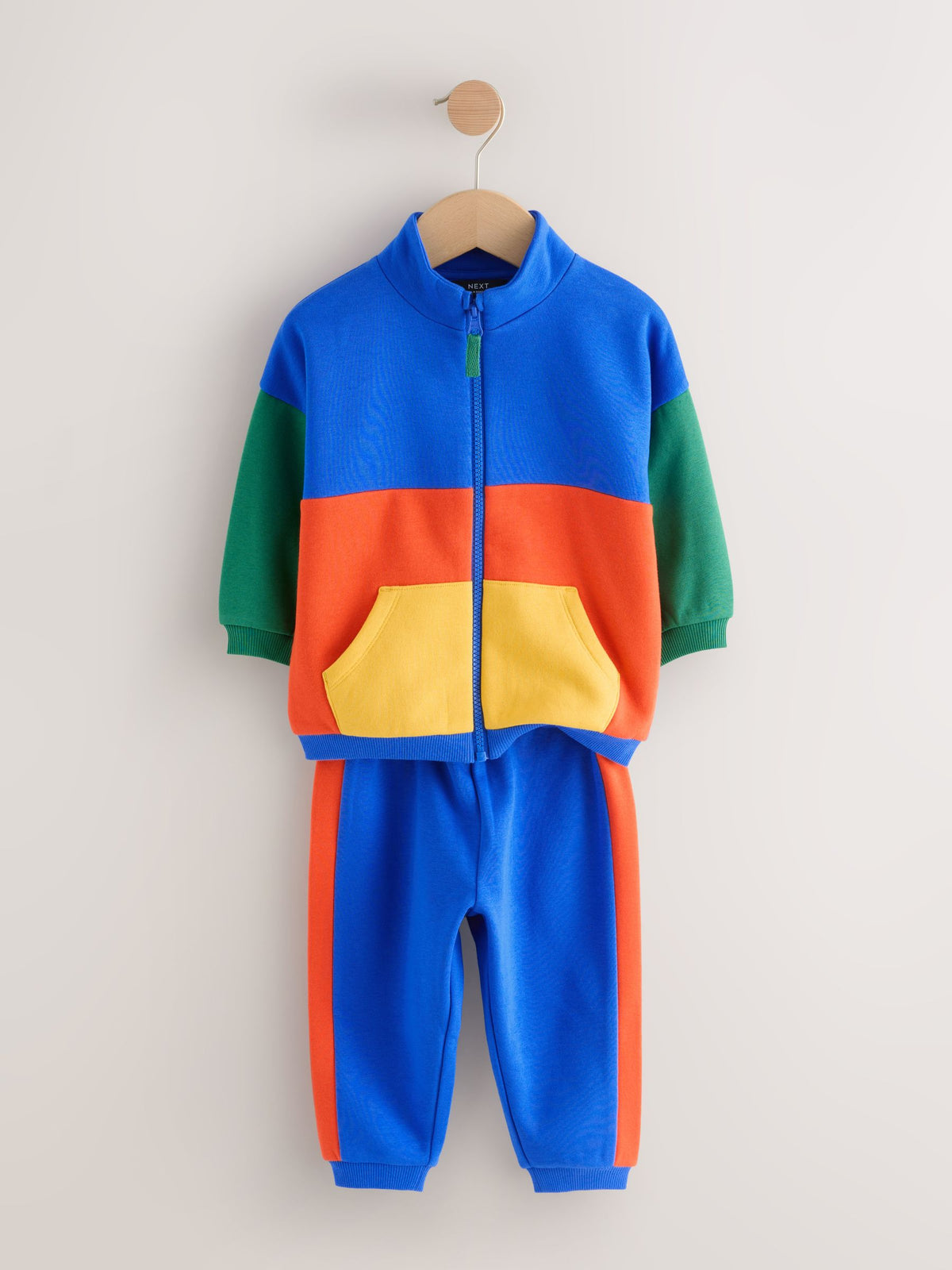 Green/Blue Colour Block Full Zip Sweat and Joggers Set (3mths-7yrs)