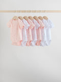 Pink 7 Pack Short Sleeve Baby Bodysuit