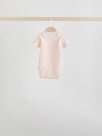 Pink 7 Pack Short Sleeve Baby Bodysuit