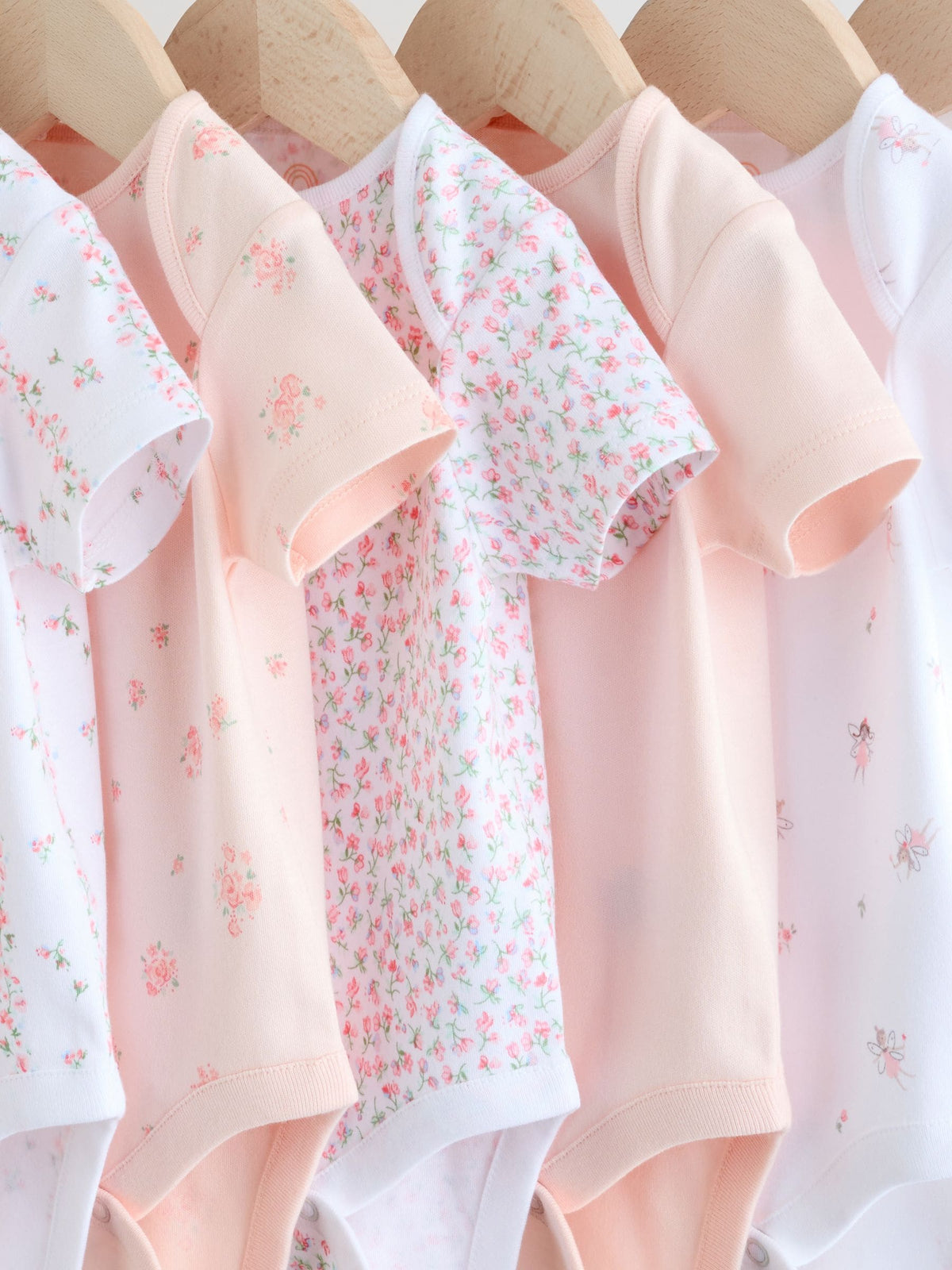 Pink 7 Pack Short Sleeve Baby Bodysuit