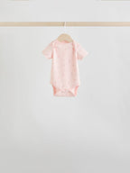 Pink 7 Pack Short Sleeve Baby Bodysuit