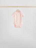 Pink 7 Pack Short Sleeve Baby Bodysuit