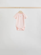 Pink 7 Pack Short Sleeve Baby Bodysuit