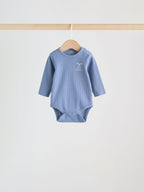 Blue Long Sleeve Baby Bodysuits 5 Pack