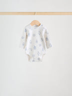 Blue Long Sleeve Baby Bodysuits 5 Pack