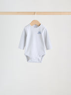 Blue Long Sleeve Baby Bodysuits 5 Pack