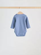 Blue Long Sleeve Baby Bodysuits 5 Pack
