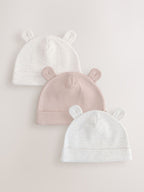 Neutral Baby Beanies 3 Pack (0-12mths)