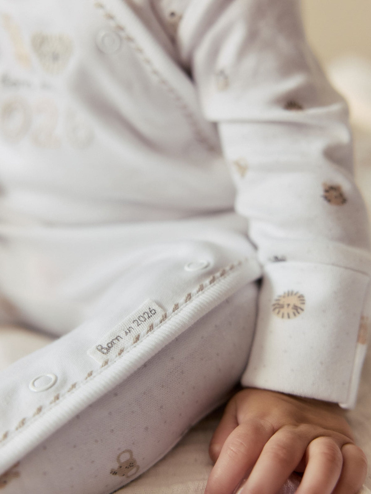 White Born in 2026 Baby Sleepsuit & Hat Set (0-9mths)