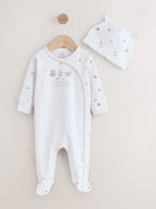 White Born in 2026 Baby Sleepsuit & Hat Set (0-9mths)