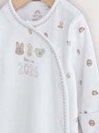White Born in 2026 Baby Sleepsuit & Hat Set (0-9mths)