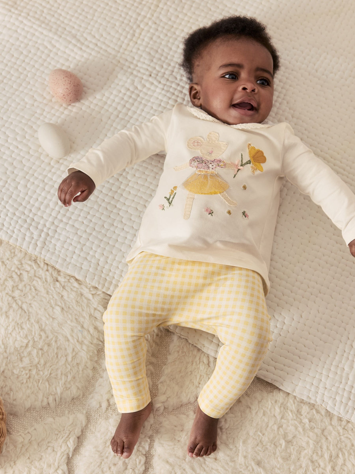 Ecru Fairy Mouse Long Sleeve Top and Legging Baby 2 Piece Set (0mths-2yrs)