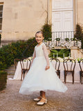 Floral Embroidered Long Sleeve Flower Bow Dress (3-16yrs)
