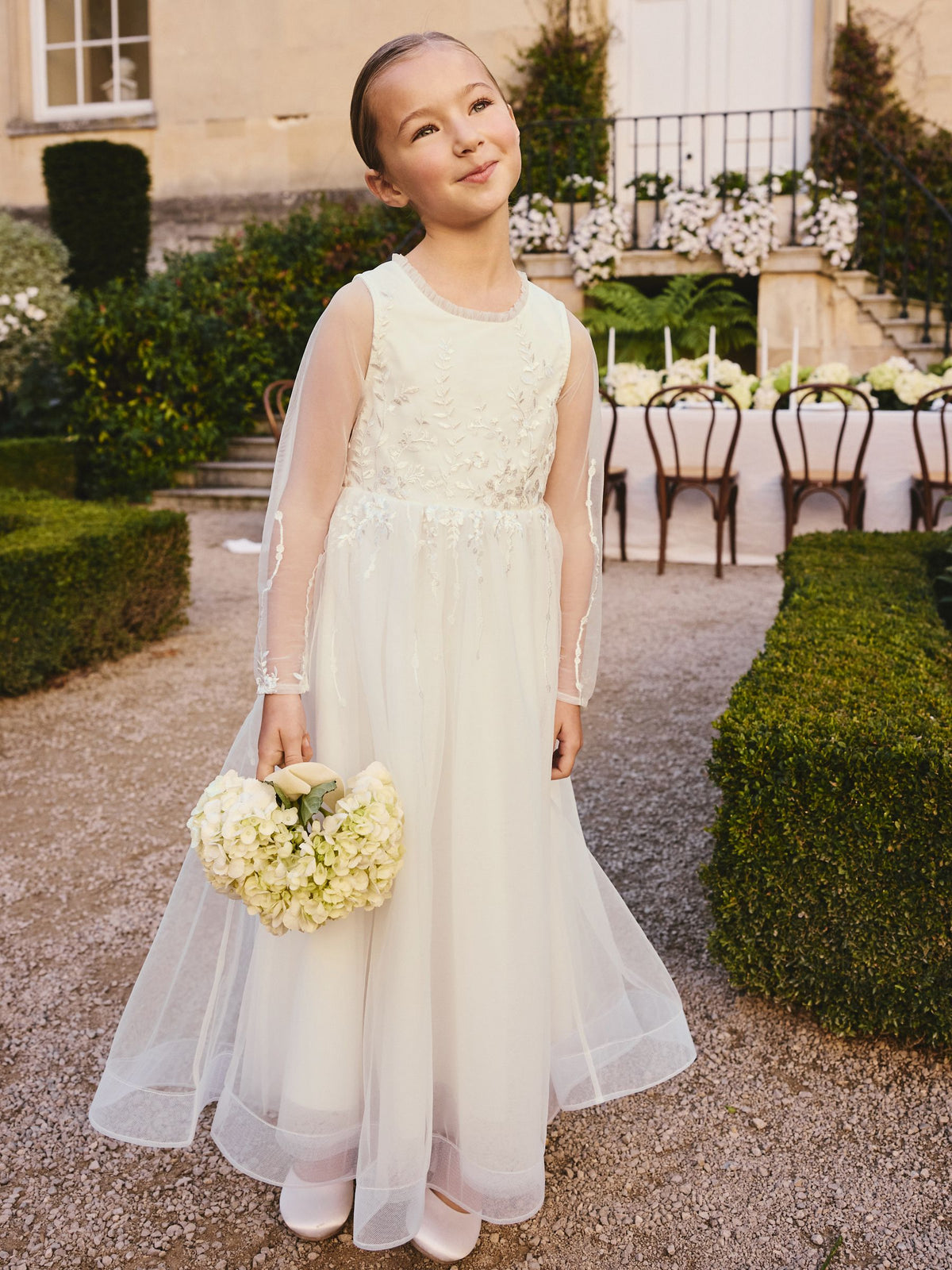 Floral Embroidered Long Sleeve Flower Bow Dress (3-16yrs)